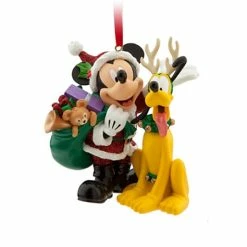 Budget 😀 Disney 🎁 Christmas Ornament - Santa - Mickey Mouse And Pluto 🎁